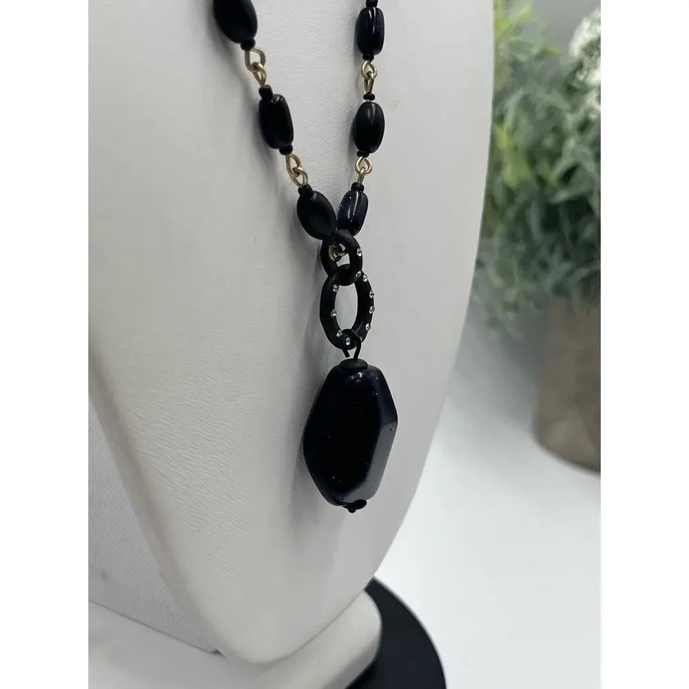 Sigrid Olsen Signed Dark Blue Glittery Stone Fashion‎ Statement Necklace